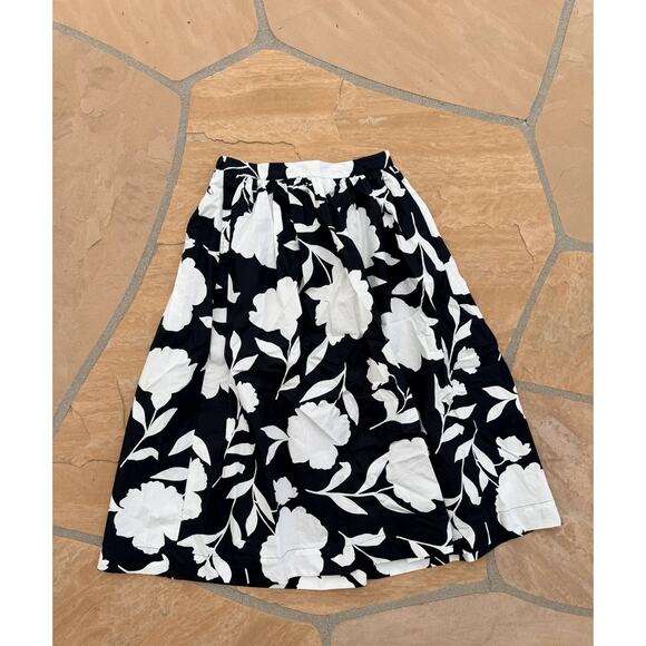 Kate Spade Skirt Womens Small Black White Floral Midi Target Collab Lined - Picture 2 of 4